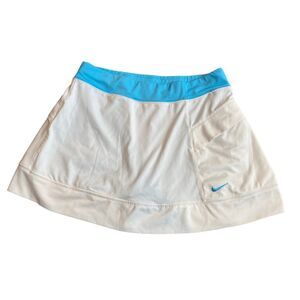 Nike Retro Tennis Skort Size M White and‎ Aqua Blue Y2K With Pockets